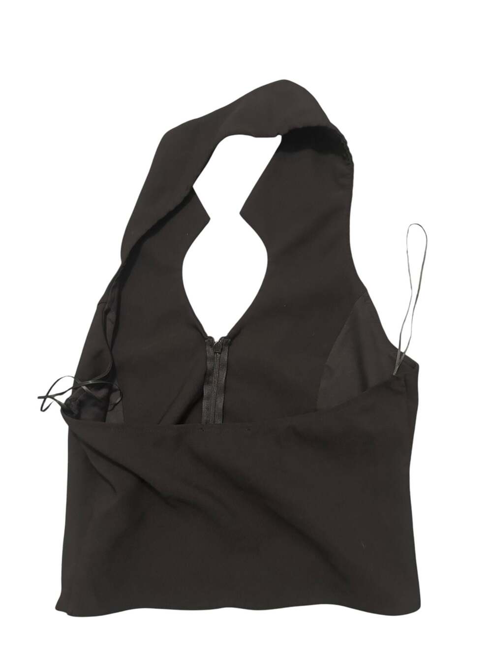 Iris Black Halter Neck Collared Top Size L - Picture 2 of 3